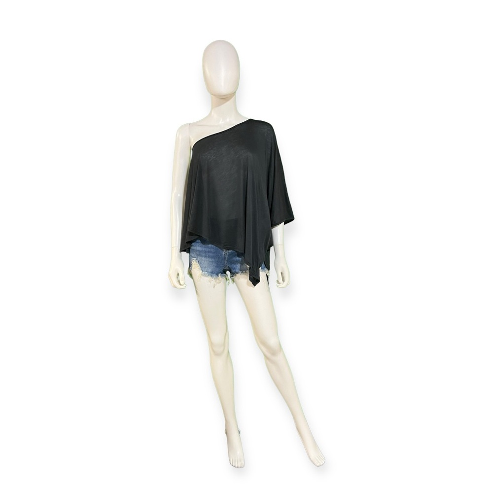Blue Life One Shoulder Charcoal Grey T-shirt in Small